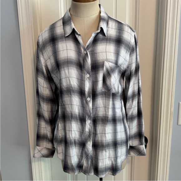 NWT Rails Hunter Flannel Shirt Black & White Steel Plaid ~
Western Rodeo Boho - Picture 1 of 7